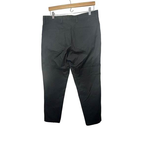 Adidas Men’s Pants Golf Trousers Black 34 x 30 Tapered 5-Pocket Logo Loops Zip - Picture 2 of 9